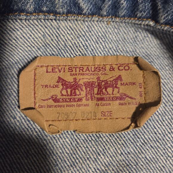 Vtg 80s Levis Jean Jacket Trucker USA Made 70507-0214 Size Medium 70s 90s Faded - Picture 2 of 14